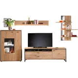 MID.YOU Wohnwand Skopje, Anthrazit, Eiche, Metall, 3 Fächer, 2 Schubladen, 337x210x50 cm, Made in EU, Wohnzimmer, Wohnwände, Wohnwand-Sets