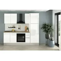 Marinelli Cucine Vormontierte Küchenzeile Gianna Eiche Natur  (Breite: 245 cm, Weiß, Anschlag rechts, Mit Elektrogeräten)