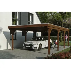 SKANHOLZ Carport »Grunewald«, BxT: 427 x 796 cm, Firsthöhe: 251 cm, lasiert - braun