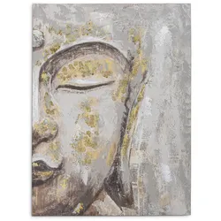 Wandbild 60 x 80 cm Buddha II Holz Beige