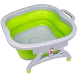 TRI Faltbares Fußbad mit Massagenoppen, klappbar, Fußmassage, Fußpflege, Pediküre, Entspannungsbad, Wanne, Wellness, Kunststoff, 46,5x40,5x6 cm, grau/grün