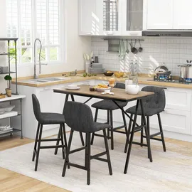 Homcom Bartisch mit Barhocker Set 5-teilige Stahl, Dunkelgrau, 120 x 60 x 91 cm, Esszimmer, Barmöbel, Barschränke - Theken