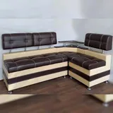 RODNIK Eckbank Latte Essecke, Sitzbank Braun Beige Modern. Kunstleder mit Stauraum und Ablage, Schenkel wechselbar,