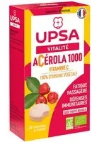 Acérola 1000 BIO UPSA - 30 comprimés à croquer Adulte Complément alimentaire, goût fruits rouges Fatigue passagère et défenses immunitaires Comprimé(S) À Croquer pc(s)