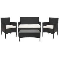 MCW Poly-Rattan, Schwarz, Weiß, Kunststoff, Gartenmöbel, Gartenmöbel-Sets