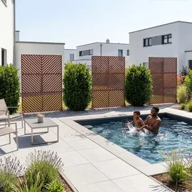 casa.pro Trennwand ‘Kekan’ Corten Stahl 180 x 120 cm Edelrost - Dunkelbraun