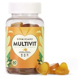 Gomicare - Multivitamin Gummies - 14 Vitamine, Mineralien & Ergänzungsmittel - Folsäure, Vitamin D, Folsäure, Vitamin B12, A, B6, C Und E - 60 Gummies - Zuckerfrei - Vegan - Gluten Und Laktosefrei