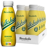 BAREBELLS Cremiger Eiweiss shake – zuckerarm, 24 Gramm Protein pro Flasche, laktosefrei – Banana Milkshake, 8 x 330ml