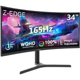 Z-Edge 34 Zoll Ultrawide Curved Gaming Monitor 165Hz 1ms MPRT, UWQHD 3440x1440, 21:9 VA Panel, Höhenverstellbar, FreeSync, DisplayPort (165Hz), HDMI (100Hz), Pip & PBP, Schwarz
