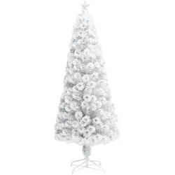 vidaXL Künstlicher Weihnachtsbaum mit Beleuchtung Weiß 210cm Glasfaser