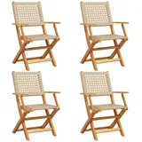 vidaXL Gartenstühle 4 Stk. Klappbar Beige Poly Rattan & Massivholz