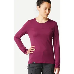 Langarmshirt Damen Merinowolle Bergwandern - MT500 bordeaux S