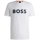 Boss Herren Thinking 1 T-Shirt aus Baumwoll-Jersey mit gummiertem Logo-Print weiß XXXL