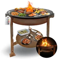 Terma Feuerschale mit Feuerplatte 100cm -Der Neue Grill Trend- Plancha Grillplatte feuertonne mit grillplatte holzkohlegrill komplett grilltonne grillring feuerkorb