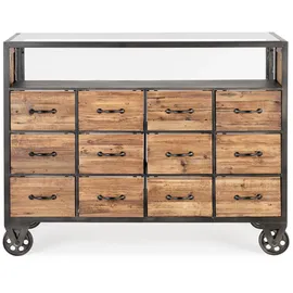 BIZZOTTO Kommode Mindil aus Holz, Industrial Design mit Metallgestell, natur, 12 Schubladen, Bizzotto