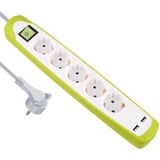 Electraline 62161, Steckdosenleiste 5-Fach mit Schalter + 2 USB 2.1A, Kabel 2m / Mehrfachsteckdose / Tischsteckdose / Steckerleiste / Steckerleiste, Extra Flacher Stecker