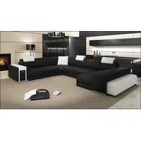 JVmoebel Wohnlandschaft XXL Ecksofa aus hochwertigem Leder in Schwarz und Weiß, Made in Europa schwarz