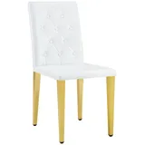 STILVORA Esszimmerstühle 4er-Set PU-Leder Weiß/Gold mit Metallbeinen, 42x43x89 cm