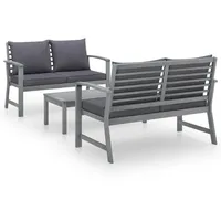 vidaXL Garten-Lounge-Set 3-tlg. grau inkl. Auflagen 3057784