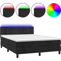 VidaXL Boxspringbett mit Matratze & LED Schwarz 140x200 cm