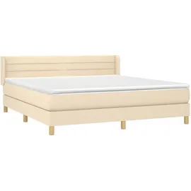 vidaXL Boxspringbett mit Matratze Creme 180x200 cm Stoff
