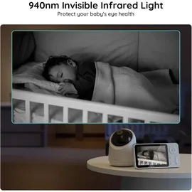 BOIFUN Babyphone mit 2 Kameras und App, Split-Screen-Ansicht, 4,3" WLAN Babyfon, - Weiß