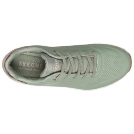 SKECHERS Uno Shimmer Away Sage Durabuck / Rose Gold Duraleather / Mesh Trim 37