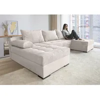 Wohnlandschaft INOSIGN "Josy U-Form" Sofas Gr. B/H/T: 269 cm x 41 cm x 161 cm, Cord, Recamiere beidseitig montierbar, mit Bettfunktion und Bettkasten, beige Wohnlandschaften inkl. Bettfunktion, Bettkasten und Kissen, mit 2 Recamieren