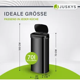 Juskys Rechteckiger Mülleimer mit Sensor - Schwarz