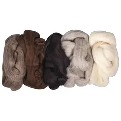 rayher REINE SCHURWOLLE KAMMZUG 5 FARBEN JE 25G NATURMISCHUNG 53879000