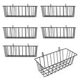 NAMYEUT 6 Stück Gitterwand Wandgitter Korb, 25x13x9cm Gitterkorb zum Einhängen Schwarz, Wandkorb Drahtkorb Metalldraht Korb für Wandgitter Regal, Gitterkorb mit Haken