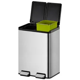 Proregal Rechteckiger Treteimer 40 l Silber