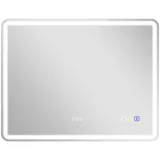 Homcom Badspiegel mit Beleuchtung 70x90 cm LED Spiegel Wandspiegel mit Bluetooth-Musikfunktion Uhr Touchschalter Memory-Funktion - Silber