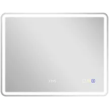 Homcom Badspiegel mit Beleuchtung 70x90 cm LED Spiegel Wandspiegel mit Bluetooth-Musikfunktion Uhr Touchschalter Memory-Funktion - Silber