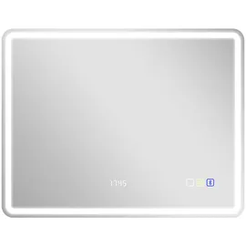 Homcom Badspiegel mit Beleuchtung 70x90 cm LED Spiegel Wandspiegel mit Bluetooth-Musikfunktion Uhr Touchschalter Memory-Funktion - Silber