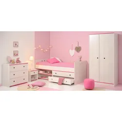 Jugendzimmer-Set PARISOT "Smoozy", weiß (weiß mit kieferstruktur), Schlafzimmermöbel-Sets
