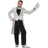 Funny Fashion Clown-Kostüm Pailletten Frack 'Aron' für Herren, Silber silberfarben 56/58