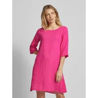 Knielanges Leinenkleid mit U-Boot-Ausschnitt Modell 'Le44tizia', Pink, M