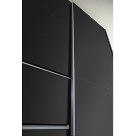 Rauch Möbel Sevilla Schrank Kleiderschrank Schwebetürenschrank, Grau metallic, Schwarz, Griffleisten alufarbig, 2-türig, inkl. 2 Kleiderstangen, 2 Einlegeböden BxHxT 218x210x59 cm