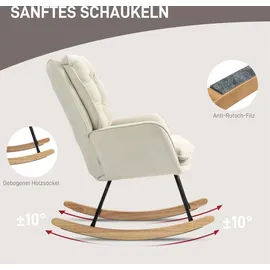 Homcom Schaukelstuhl Schwingsessel Armlehnsessel, Stillsessel mit Chenilleoptik, Schaukelsessel bis 120 kg Belastbarkeit für Schlafzimmer, Beige
