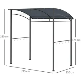 Outsunny Grillpavillon 2,15 x 1,5 m Grau/Schwarz