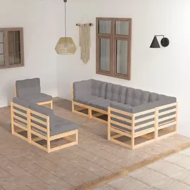 vidaXL 8-tlg. Garten-Lounge-Set mit Kissen grau