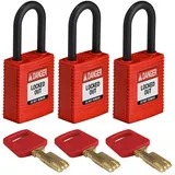 Brady SafeKey Nylon Lockout-Vorhängeschloss Mit Nylon Bügel 38.00 mm Rot KA - Gleichschließende Schlösser 3 Stück