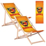 2x Strandliege Liegestuhl Gartenliege Buchenholz Enjoy The Summer