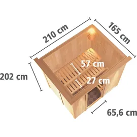 Karibu Fanja inkl. 3,6 kW Ofen + ext. Steuerung + Dachkranz