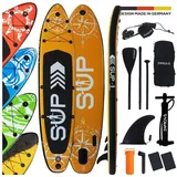 24move 24MOVE® Standup Paddle Board SUP, inkl. umfangreichem Zubehör, Paddel und Hochdruckpumpe, ORANGE, 366x80x15cm