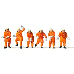 Feuerwehrleute in Einsatzkleidung orange Modell von Preiser 1:87