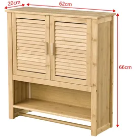 [en.casa] Badezimmerschrank Tyresö Hängeschrank Bambus 66 x 62 x 20 cm