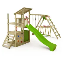 FATMOOSE Spielturm FruityForest mit SurfSwing & Rutsche, Kletterturm mit Sandkasten, Leiter & Spiel-Zubehör - apfelgrün - FATMOOSE Klettergerüst Fun XXL Surfanbau, Schaukel und