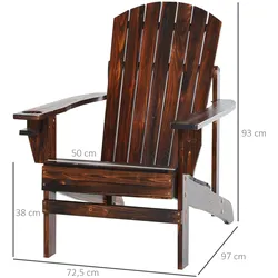 Outsunny - Adirondack Gartenstuhl - 72,5B x 97T x 93H cm - verkohlt